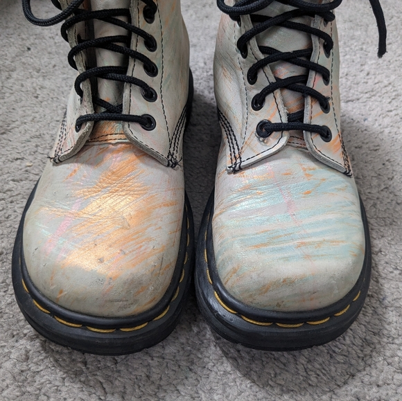 Iridescent stripe leather vintage Doc Dr Martens made in england- size UK 5 - Picture 6 of 9